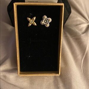 Elegant Gold and Silver Stud Earrings